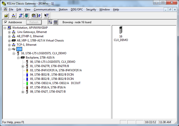Giao diện RSWho trong RSLogix 5000