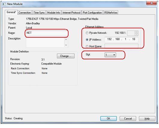 Cấu hình mô đun Ethernet