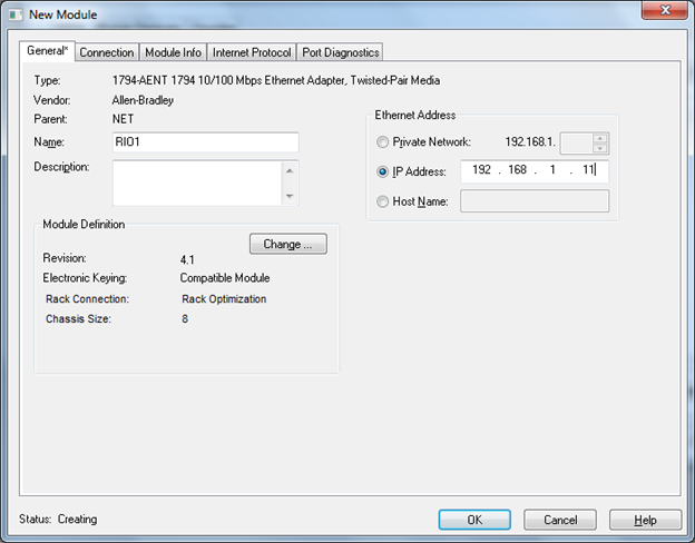 Cấu hình mô đun 1794-AENT