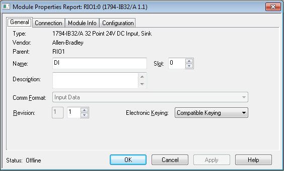 Cấu hình mô đun 1794-IB32