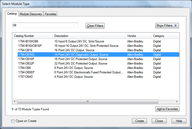 Cấu hình mô đun 1794-OB16D